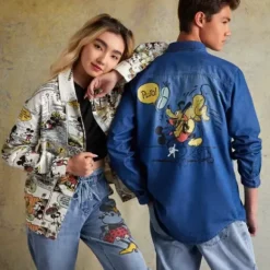 Clearance * Mickey And Minnie Mouse Drawstring Denim Pants For Women By Our Universe