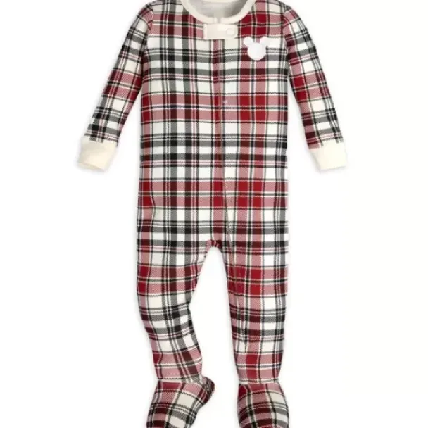 New * Mickey Mouse Christmas Plaid Stretchie Sleeper For Baby