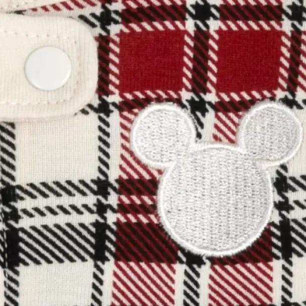 New * Mickey Mouse Christmas Plaid Stretchie Sleeper For Baby