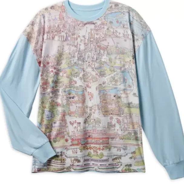 Hot * Walt World 50Th Anniversary Map Long Sleeve T-Shirt For Adults
